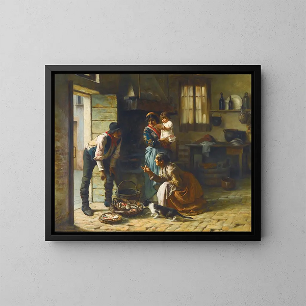 The Fishmonger - Giuseppe Barison — framed artwork on a wall