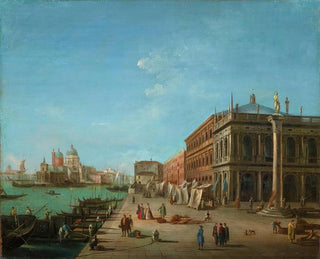 Le Molo avec le Palazzo della Zecca et la Bibliothèque Marciana, l'église de Santa Maria della Salute au-delà - Giuseppe Bernardino Bison — vista de la obra