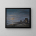 Coastal landscape painting under the rising moon - Giuseppe Canella — framed artwork on a wall