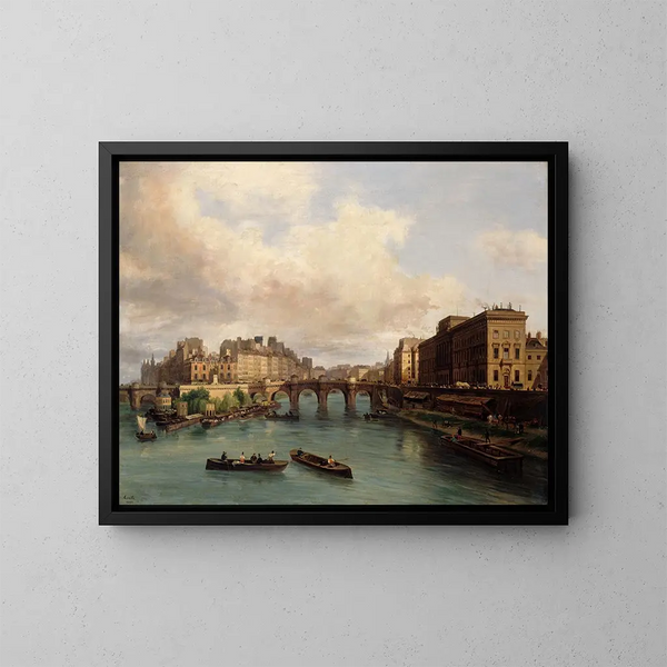 L'île de la Cité y el quai Conti vistos desde el puente de los Artes - Giuseppe Canella — cuadro enmarcado en la pared