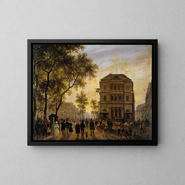 El teatro del Ambigu-Comique y el bulevar Saint-Martin - Giuseppe Canella — cuadro enmarcado en la pared