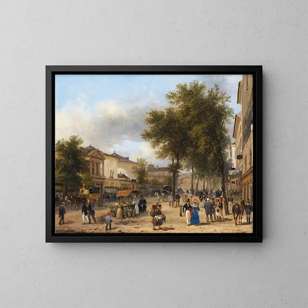 París, vista del Teatro de las Variétés en el bulevar Montmartre - Giuseppe Canella — cuadro enmarcado en la pared