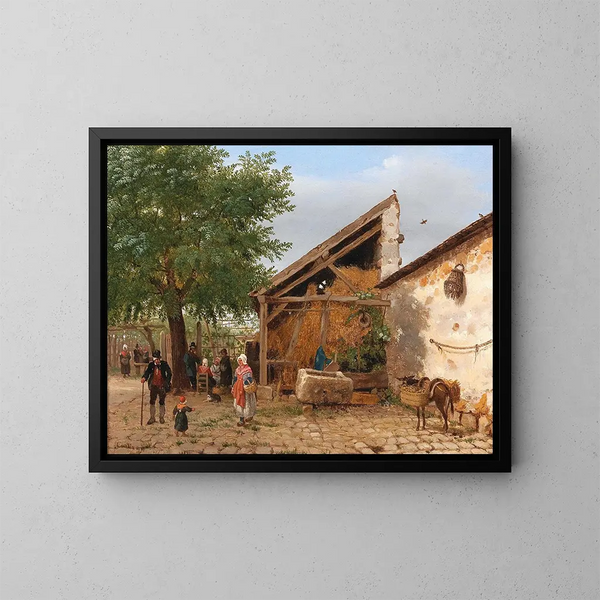 Escena de la vida folklórica italiana - Giuseppe Canella — cuadro enmarcado en la pared