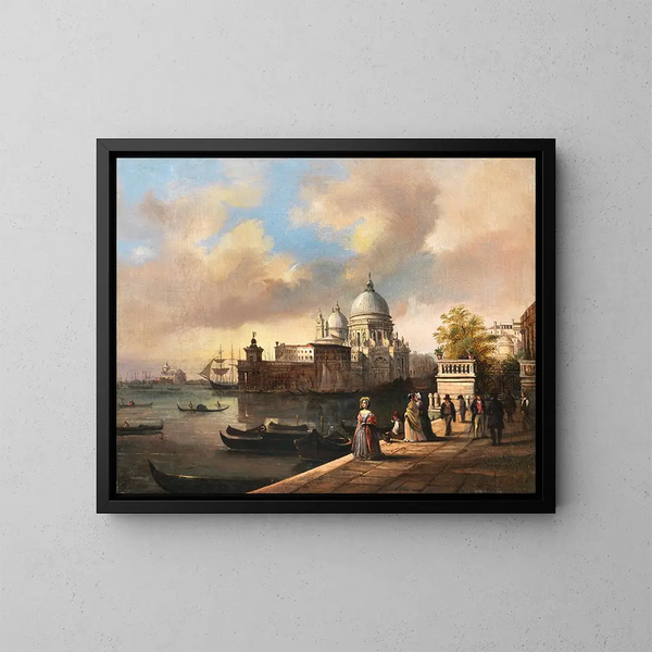 Entrada de Venecia en los Jardines Reales - Giuseppe Canella — cuadro enmarcado en la pared
