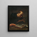 Santo en oración frente a un crucifijo - Giuseppe Maria Crespi — cuadro enmarcado en la pared