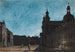La place du théâtre de Mannheim au clair de lune - Giuseppe Quaglio — artwork view