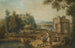 paisaje con una ruina romana y personajes descansando cerca de un arroyo - Giuseppe Zais — vista de la obra