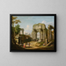 Caprice arquitectónico con ruinas antiguas, un esfinge y figuras cerca de una fuente - Giuseppe Zocchi — cuadro enmarcado en la pared