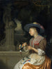 a woman braiding a flower crown - Godfried Schalcken — artwork view