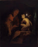 Joven hombre y mujer estudiando una estatua de Venus a la luz de una lámpara - Godfried Schalcken — vista de la obra