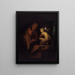 Joven hombre y mujer estudiando una estatua de Venus a la luz de una lámpara - Godfried Schalcken — cuadro enmarcado en la pared