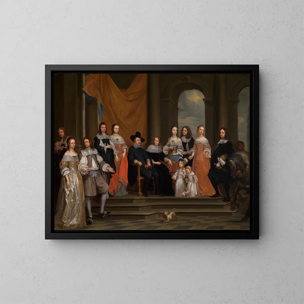 Family Portrait Painting - Gonzales Coques — framed artwork on a wall