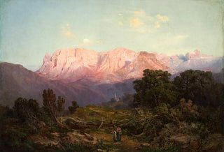 Gottfried Seelos - Schlern mit Rosengarten von Rampeun aus gesehen.webp