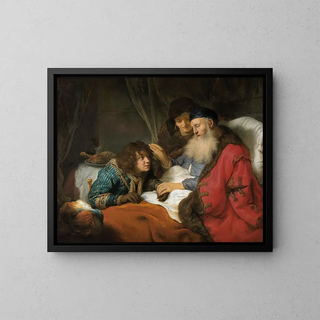 The Blessing of Jacob by Isaac - Govert Flinck — framed artwork on a wall