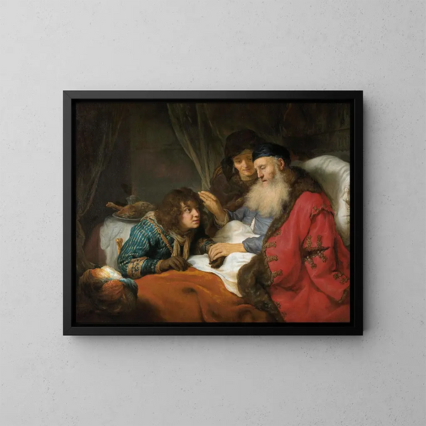 La bendición de Jacob por Isaac - Govert Flinck — cuadro enmarcado en la pared