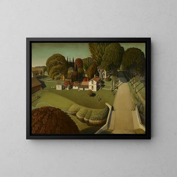 El lugar de nacimiento de Herbert Hoover, West Branch, Iowa - Grant Wood — cuadro enmarcado en la pared