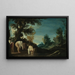 Paisaje con mujeres bañándose - Guercino — cuadro enmarcado en la pared