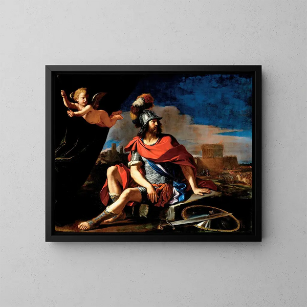Marte con Cupido - Guercino — cuadro enmarcado en la pared