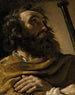 Saint Alexis in a brown shawl holding a staff - Guercino — artwork view
