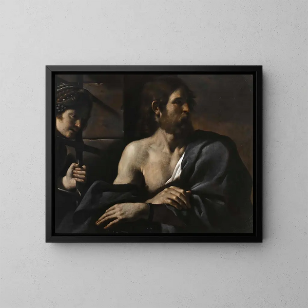 San Juan Bautista en prisión visitado por Salomé - Guercino — cuadro enmarcado en la pared