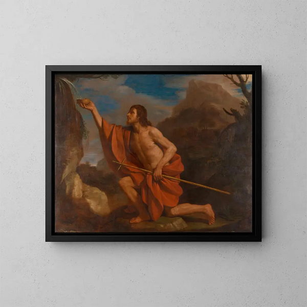San Juan Bautista en el desierto - Guercino — cuadro enmarcado en la pared