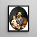 San José con el Niño Jesús - Guercino — cuadro enmarcado en la pared