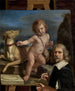 Self-Portrait in front of a Love Fedele Painting - Guercino — artwork view
