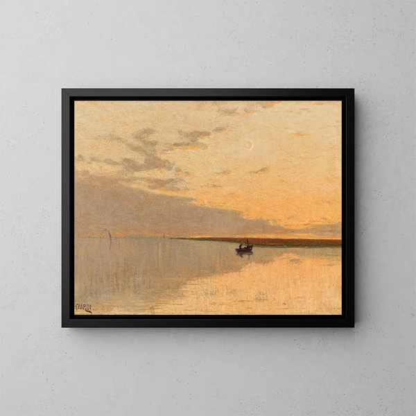 Barco al atardecer - Guglielmo Ciardi — cuadro enmarcado en la pared