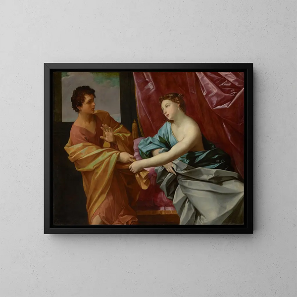 José y la esposa de Potifar - Guido Reni — cuadro enmarcado en la pared