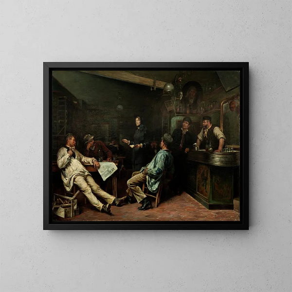L'Armée du Salut, Mademoiselle Booth visitando una taberna en París - Gustaf Cederström — cuadro enmarcado en la pared