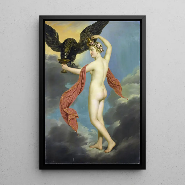 Hébé with Jupiter in the form of an eagle - Gustav Adolphe Diez — framed artwork on a wall