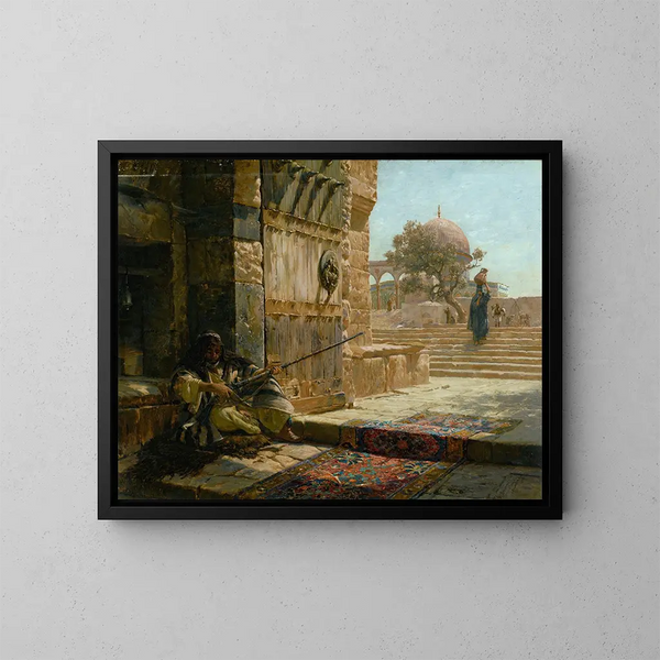 Sentinelle at the entrance of the Mount of the Temple in Jerusalem - Gustav Bauernfeind — framed artwork on a wall