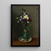 Ancolies et œillets dans un vase vert - Gustav Kampmann — framed artwork on a wall