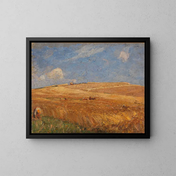 Paisaje con campo de trigo - Gustav Kampmann — cuadro enmarcado en la pared