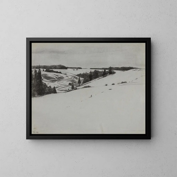 Paisaje nevado cerca de Königsfeld - Gustav Kampmann — cuadro enmarcado en la pared