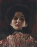 Dama de frente con vestido plisado - Gustav Klimt — vista de la obra