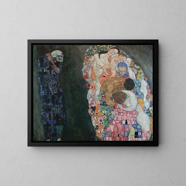 La Muerte y la Vida - Gustav Klimt — cuadro enmarcado en la pared