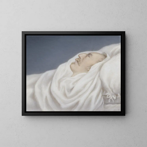 Gustave IV Adolphe en su lecho de muerte - Gustav Nehrlich — cuadro enmarcado en la pared