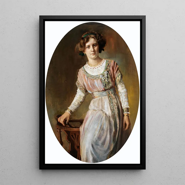 Portrait of a lady - Gustav Riencker — framed artwork on a wall