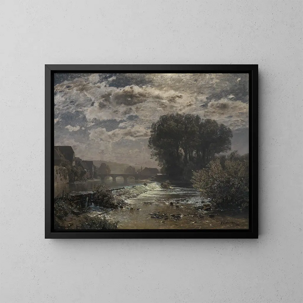 Noche de luna en Enzwehr cerca de Besigheim - Gustav Schönleber — cuadro enmarcado en la pared
