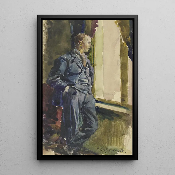 Portrait of the artist's son - Gustav Schrägle — framed artwork on a wall