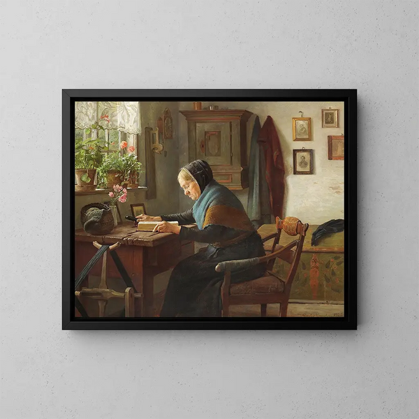 Karen Marie reading her Bible - Gustav Vermehren — framed artwork on a wall