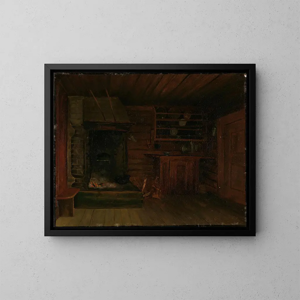 Cocina con chimenea - Gustav Wentzel — cuadro enmarcado en la pared