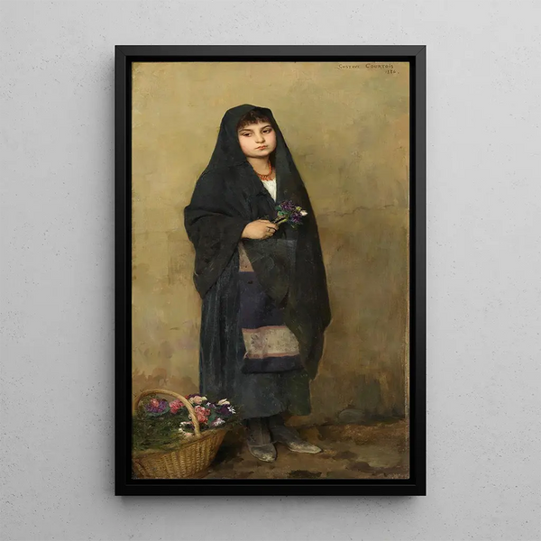 La Fille aux fleurs - Gustave-Claude-Étienne Courtois — cuadro enmarcado en la pared
