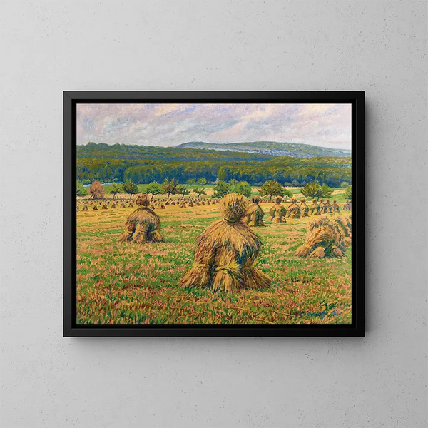 Les Meules de foin - Gustave Cariot — framed artwork on a wall