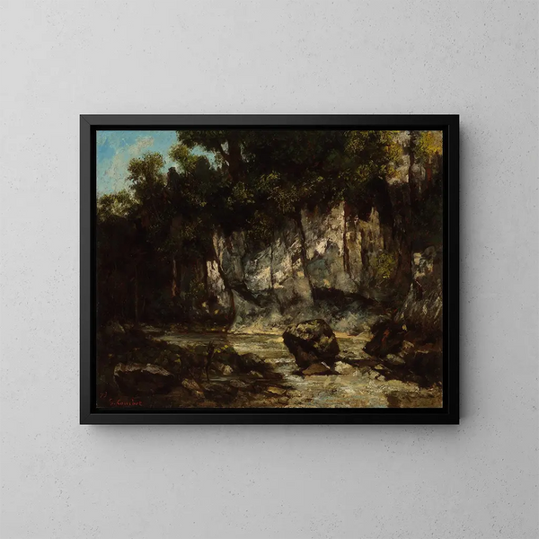 Paisaje con un ciervo - Gustave Courbet — cuadro enmarcado en la pared