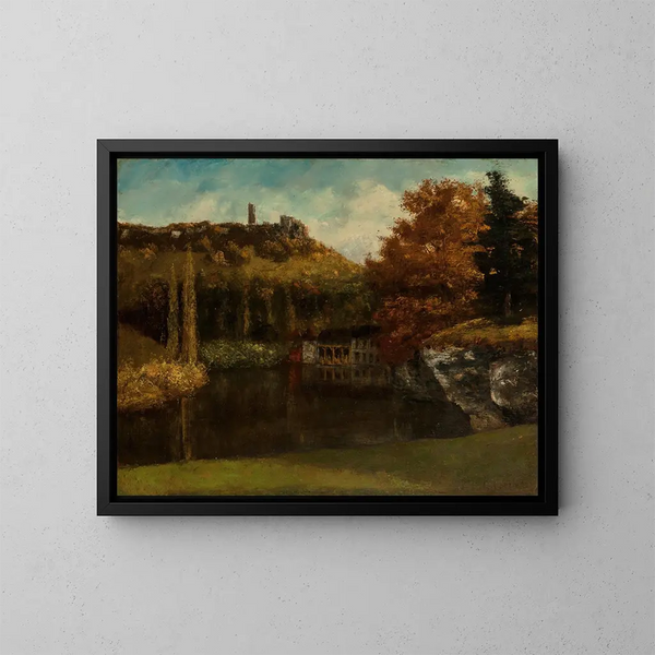 El Lavadero, vista y ruinas del castillo de Sceaux-en-Vallée - Gustave Courbet — cuadro enmarcado en la pared