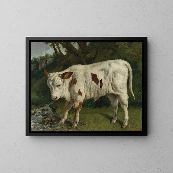 El ternero blanco - Gustave Courbet — cuadro enmarcado en la pared