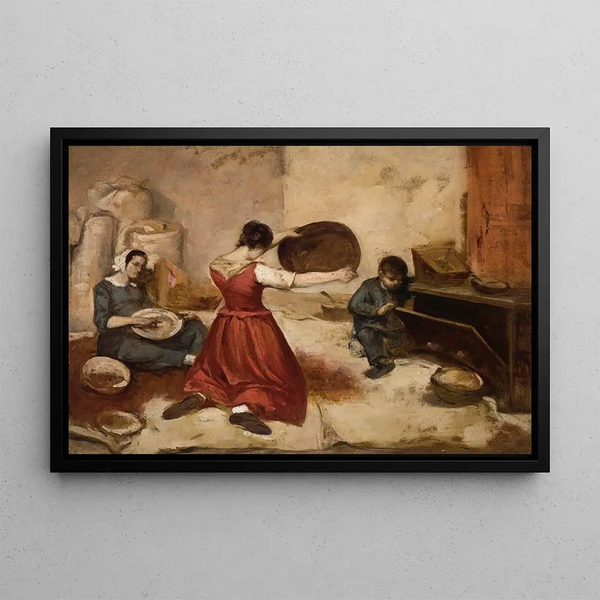 Las cribleuses de trigo esbozo - Gustave Courbet — cuadro enmarcado en la pared