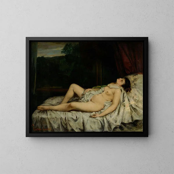 Sueño profundo - Gustave Courbet — cuadro enmarcado en la pared